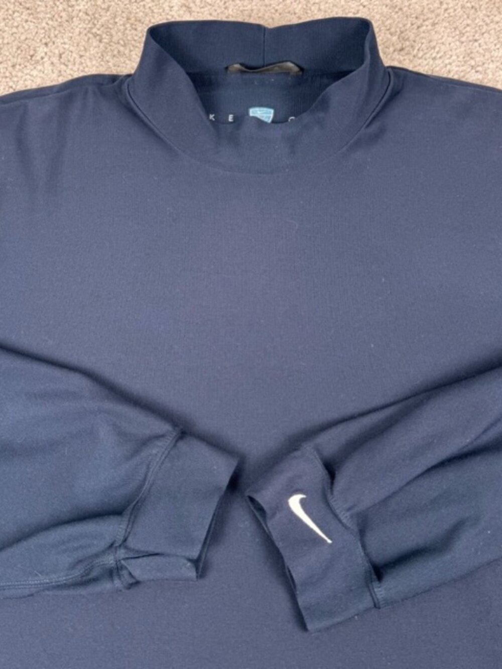Vintage Nike Golf Long Sleeve Mock Neck Shirt Men’s Large Navy Blue Dri Fit UV